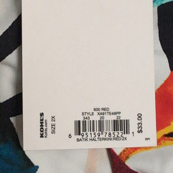 NWT Apt. 9 Batik Halter Tankini Top Multicolor Tropical Ruched Size 2X New - Picture 10 of 10